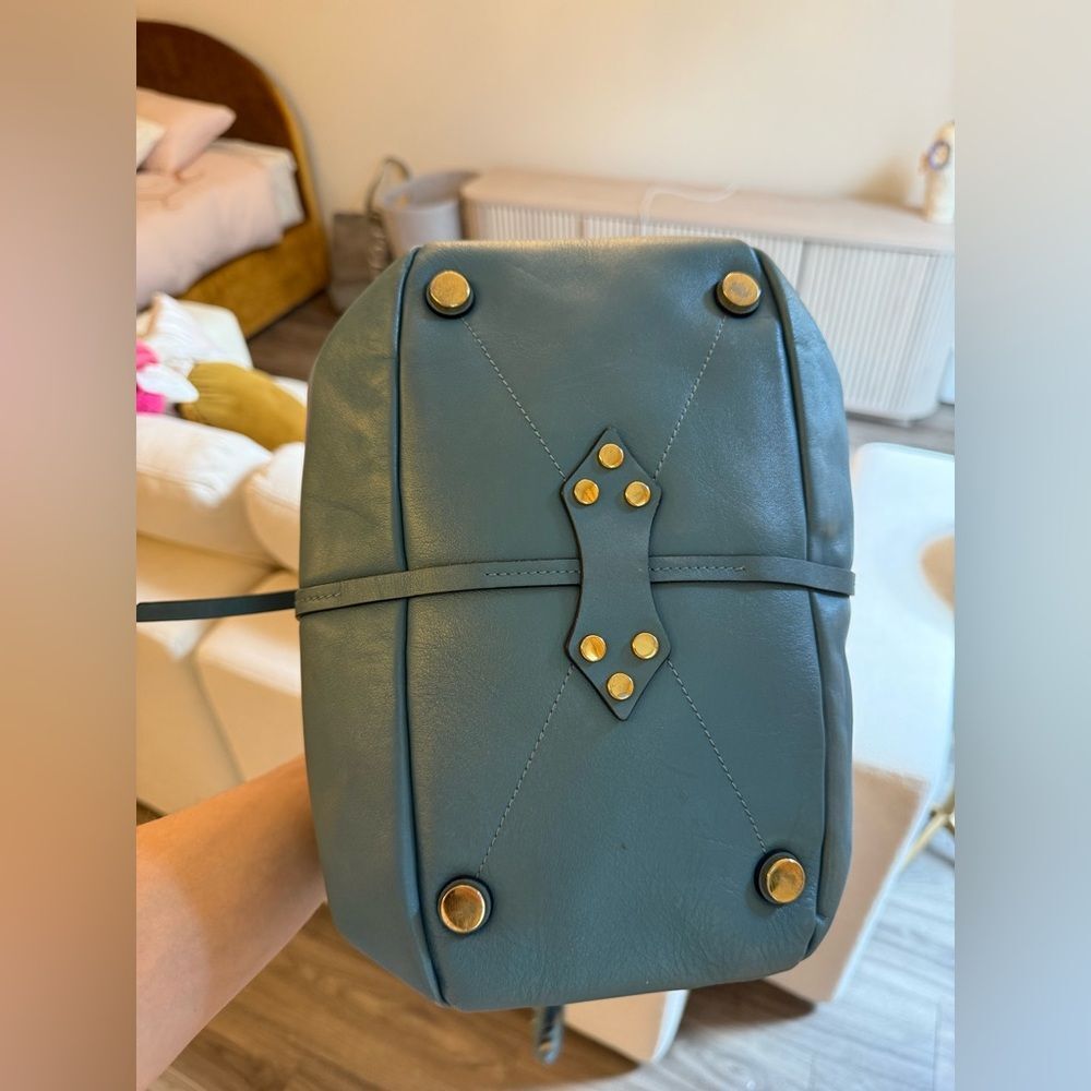 STUNNING MIU-MIU BOUTIQUE HANDBAG satchel tote bag in blue with gold hardware - Picture 15 of 15